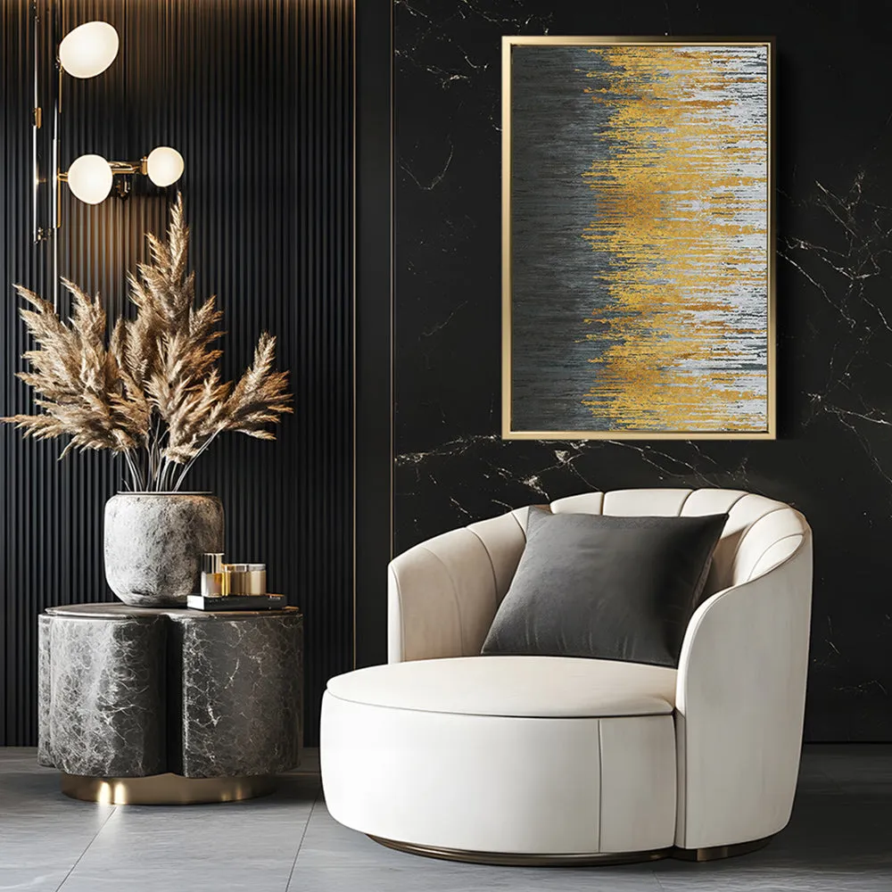 Canvas Wall Art Stretched Over Wooden Frame with Floating Frame and Golden Forest Abstract Painting CV4171