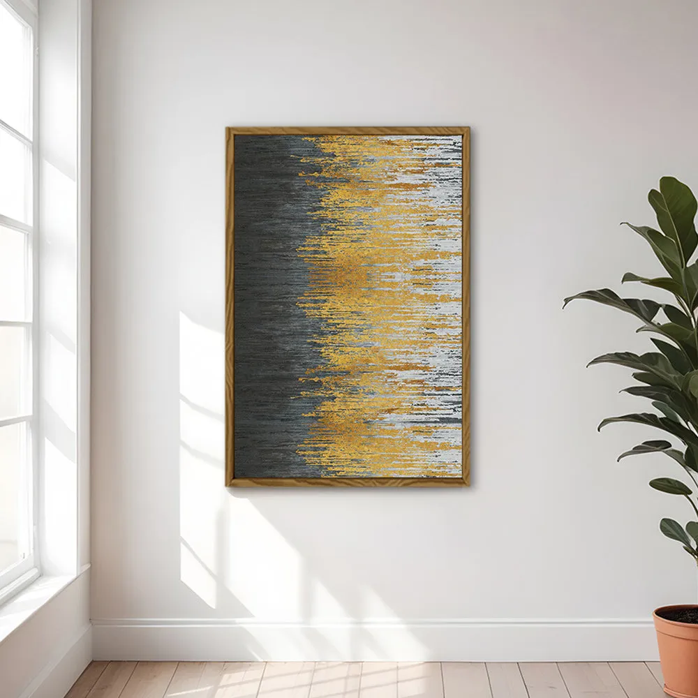 Canvas Wall Art Stretched Over Wooden Frame with Floating Frame and Golden Forest Abstract Painting CV4171