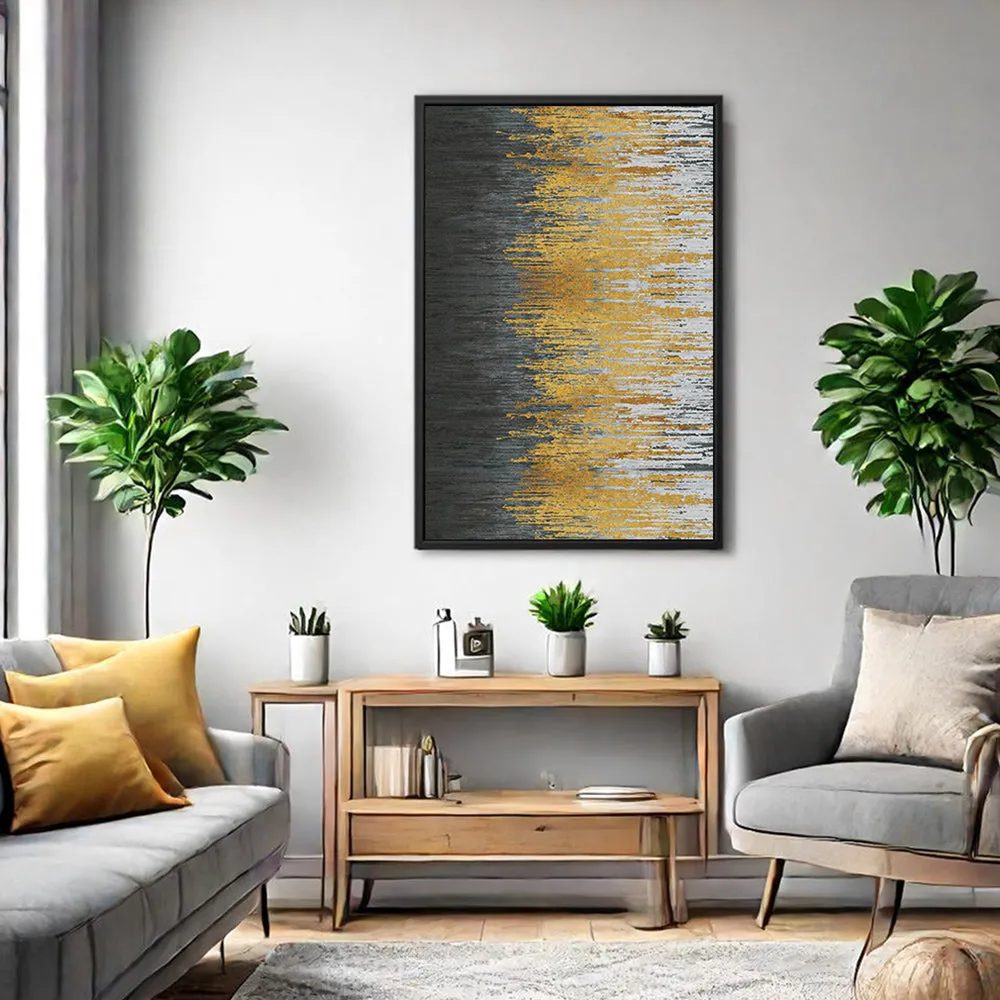 Canvas Wall Art Stretched Over Wooden Frame with Floating Frame and Golden Forest Abstract Painting CV4171
