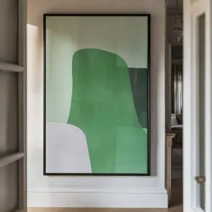 Canvas Wall Art Stretched Over Wooden Frame with Floating Frame and Green Shades Abstract Painting CV4182
