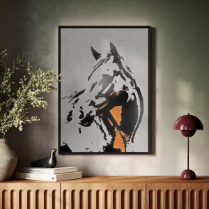 Canvas Wall Art Stretched Over Wooden Frame with Floating Frame and Horse Abstract Painting CV4185