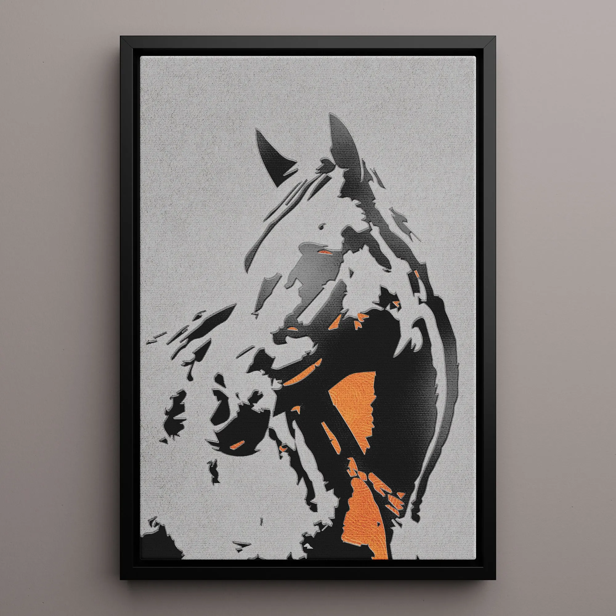 Canvas Wall Art Stretched Over Wooden Frame with Floating Frame and Horse Abstract Painting CV4185