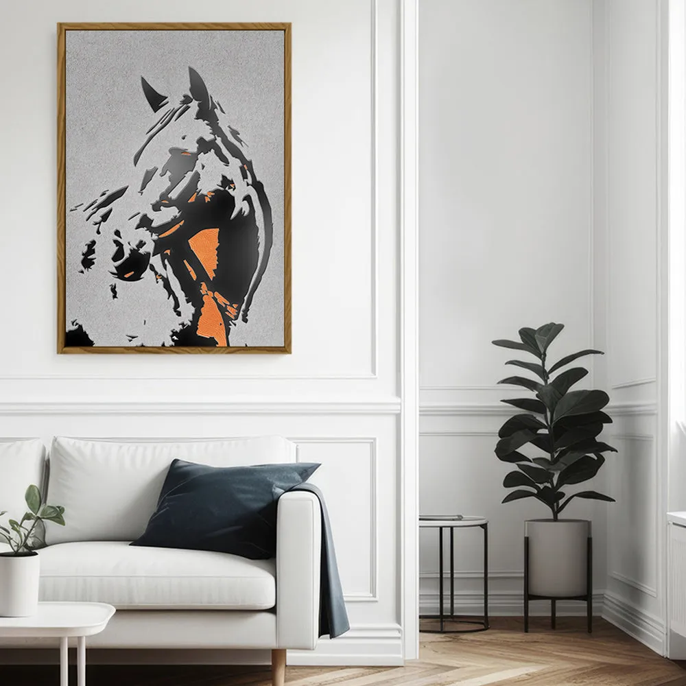 Canvas Wall Art Stretched Over Wooden Frame with Floating Frame and Horse Abstract Painting CV4185