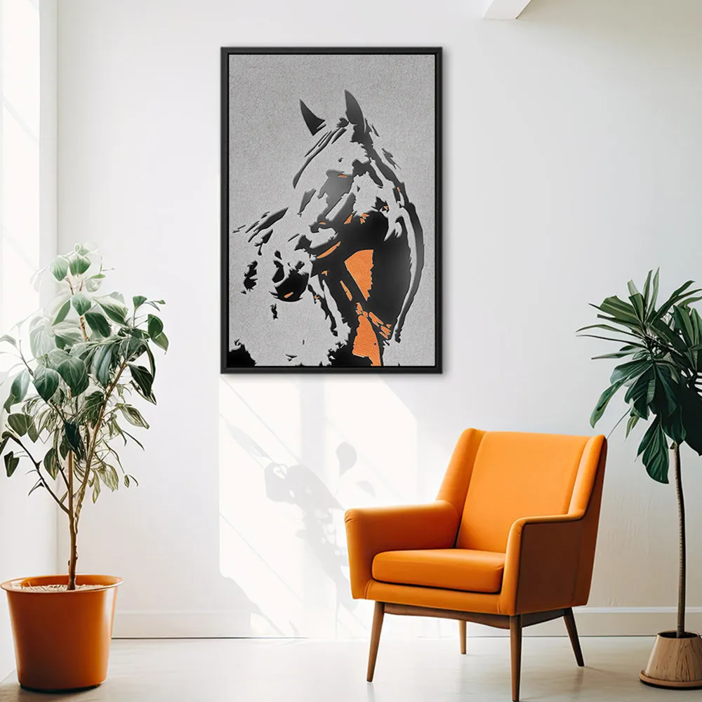 Canvas Wall Art Stretched Over Wooden Frame with Floating Frame and Horse Abstract Painting CV4185
