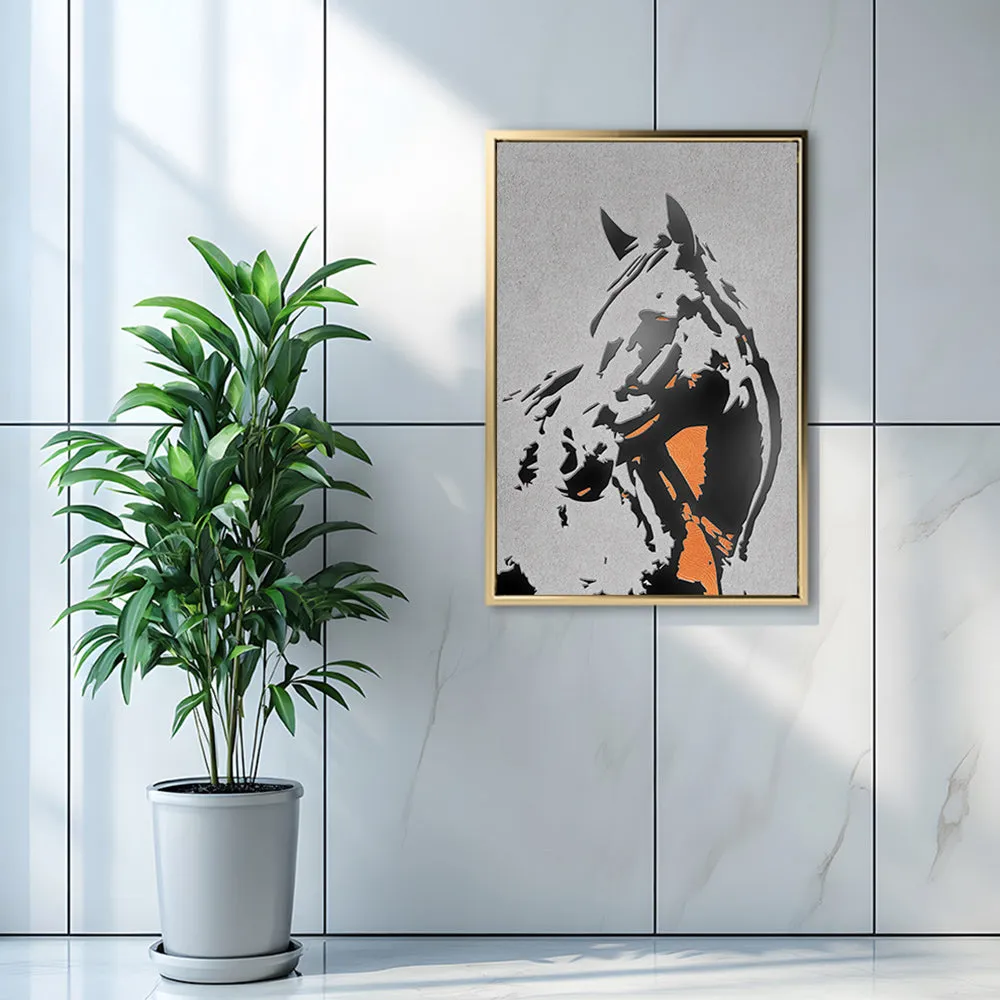 Canvas Wall Art Stretched Over Wooden Frame with Floating Frame and Horse Abstract Painting CV4185