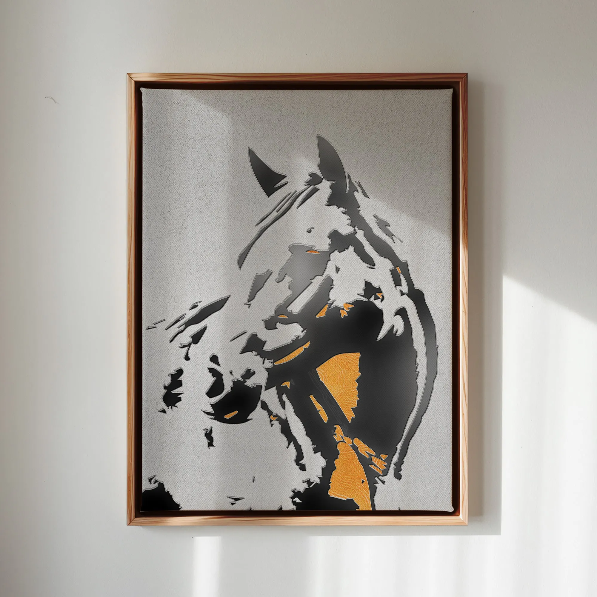 Canvas Wall Art Stretched Over Wooden Frame with Floating Frame and Horse Abstract Painting CV4185
