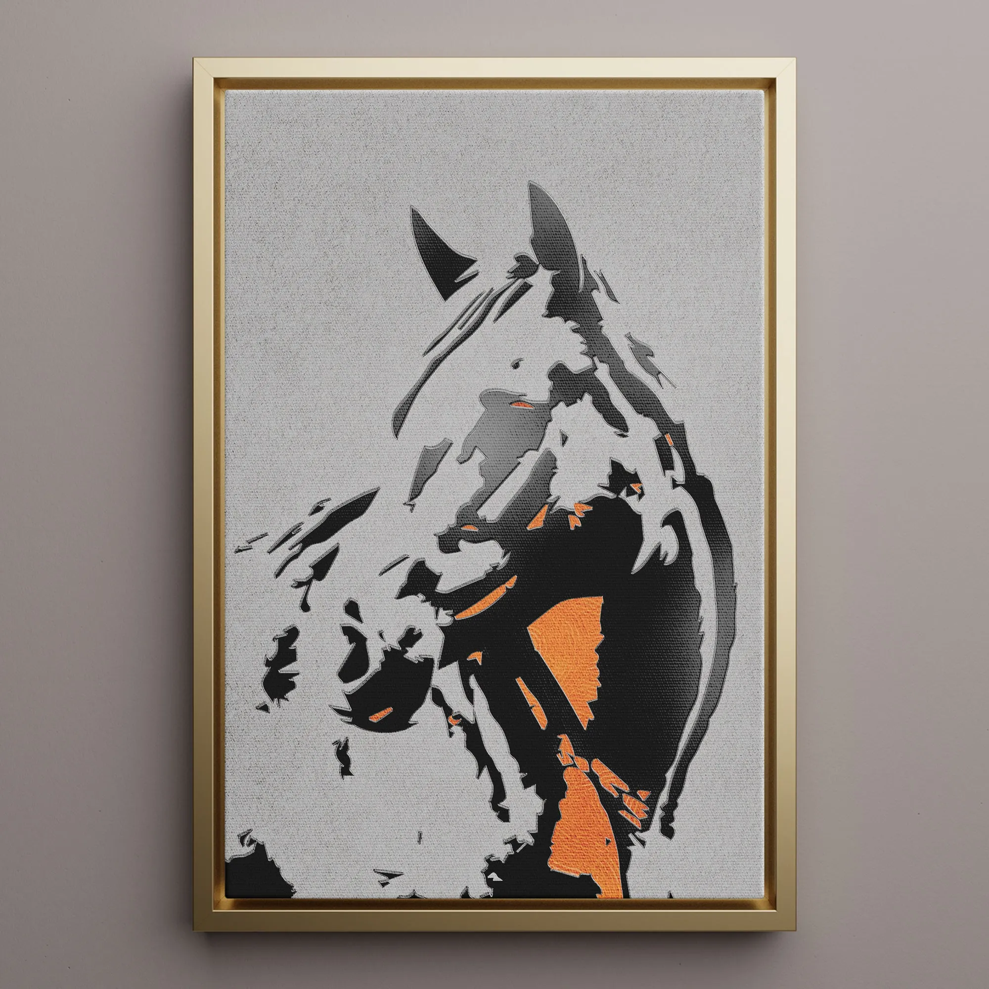 Canvas Wall Art Stretched Over Wooden Frame with Floating Frame and Horse Abstract Painting CV4185