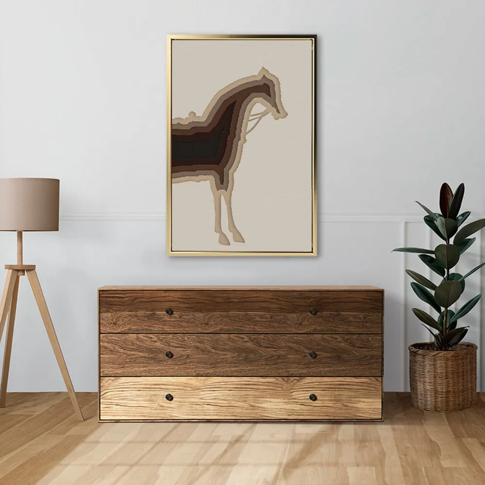 Canvas Wall Art Stretched Over Wooden Frame with Floating Frame and Horse Shadow Painting CV4186