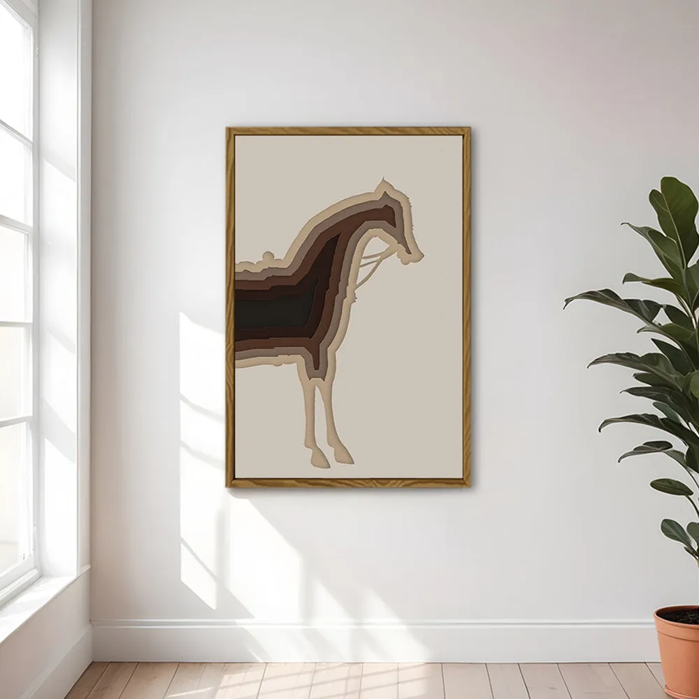 Canvas Wall Art Stretched Over Wooden Frame with Floating Frame and Horse Shadow Painting CV4186