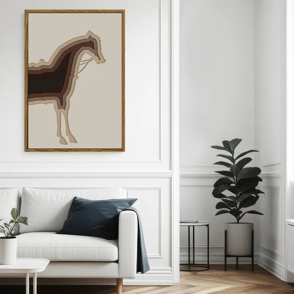 Canvas Wall Art Stretched Over Wooden Frame with Floating Frame and Horse Shadow Painting CV4186