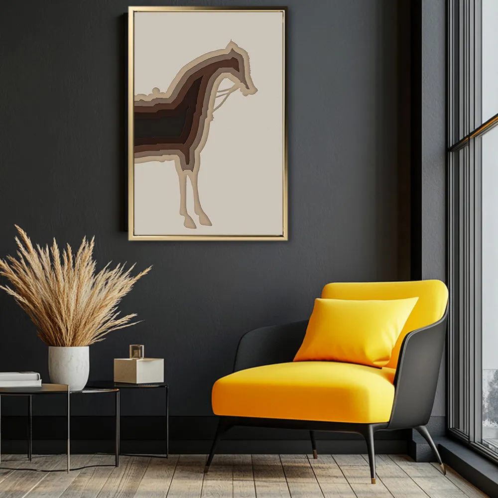 Canvas Wall Art Stretched Over Wooden Frame with Floating Frame and Horse Shadow Painting CV4186