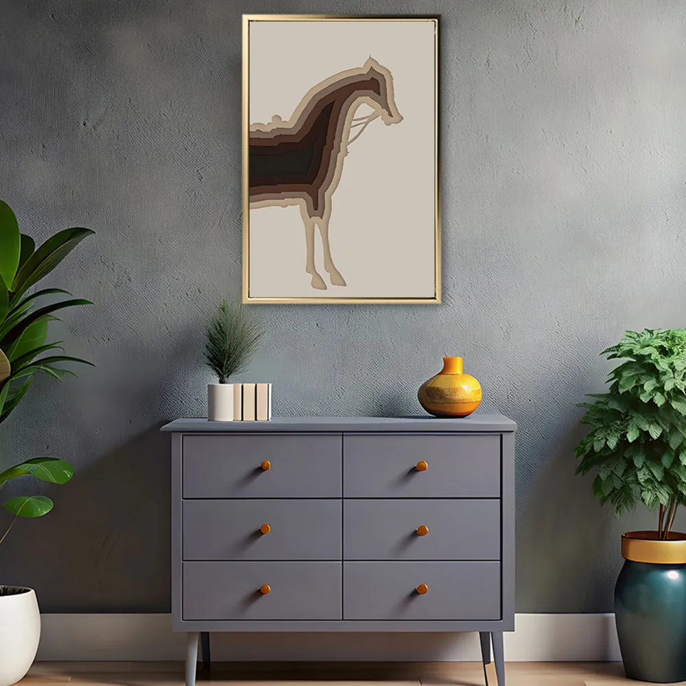 Canvas Wall Art Stretched Over Wooden Frame with Floating Frame and Horse Shadow Painting CV4186