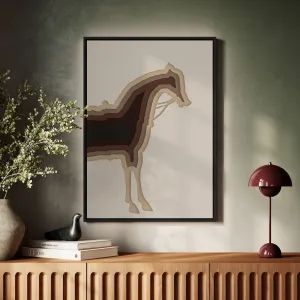 Canvas Wall Art Stretched Over Wooden Frame with Floating Frame and Horse Shadow Painting CV4186
