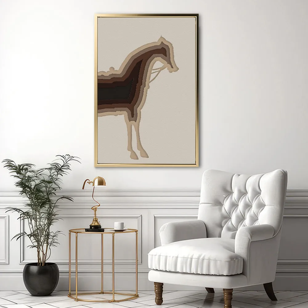 Canvas Wall Art Stretched Over Wooden Frame with Floating Frame and Horse Shadow Painting CV4186