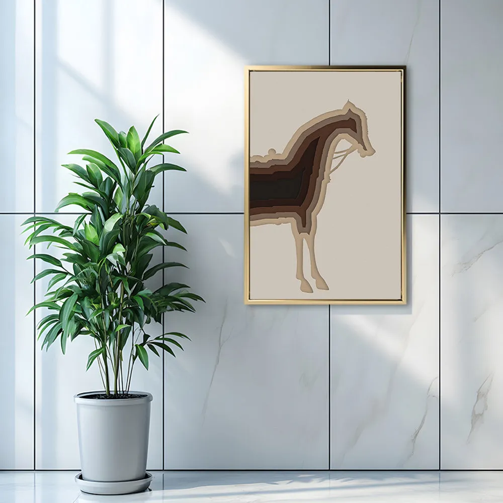 Canvas Wall Art Stretched Over Wooden Frame with Floating Frame and Horse Shadow Painting CV4186