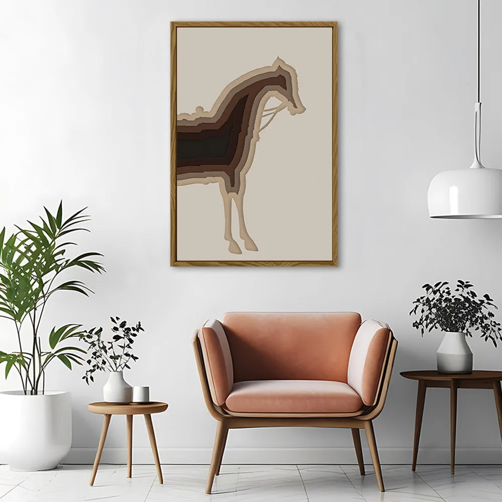 Canvas Wall Art Stretched Over Wooden Frame with Floating Frame and Horse Shadow Painting CV4186