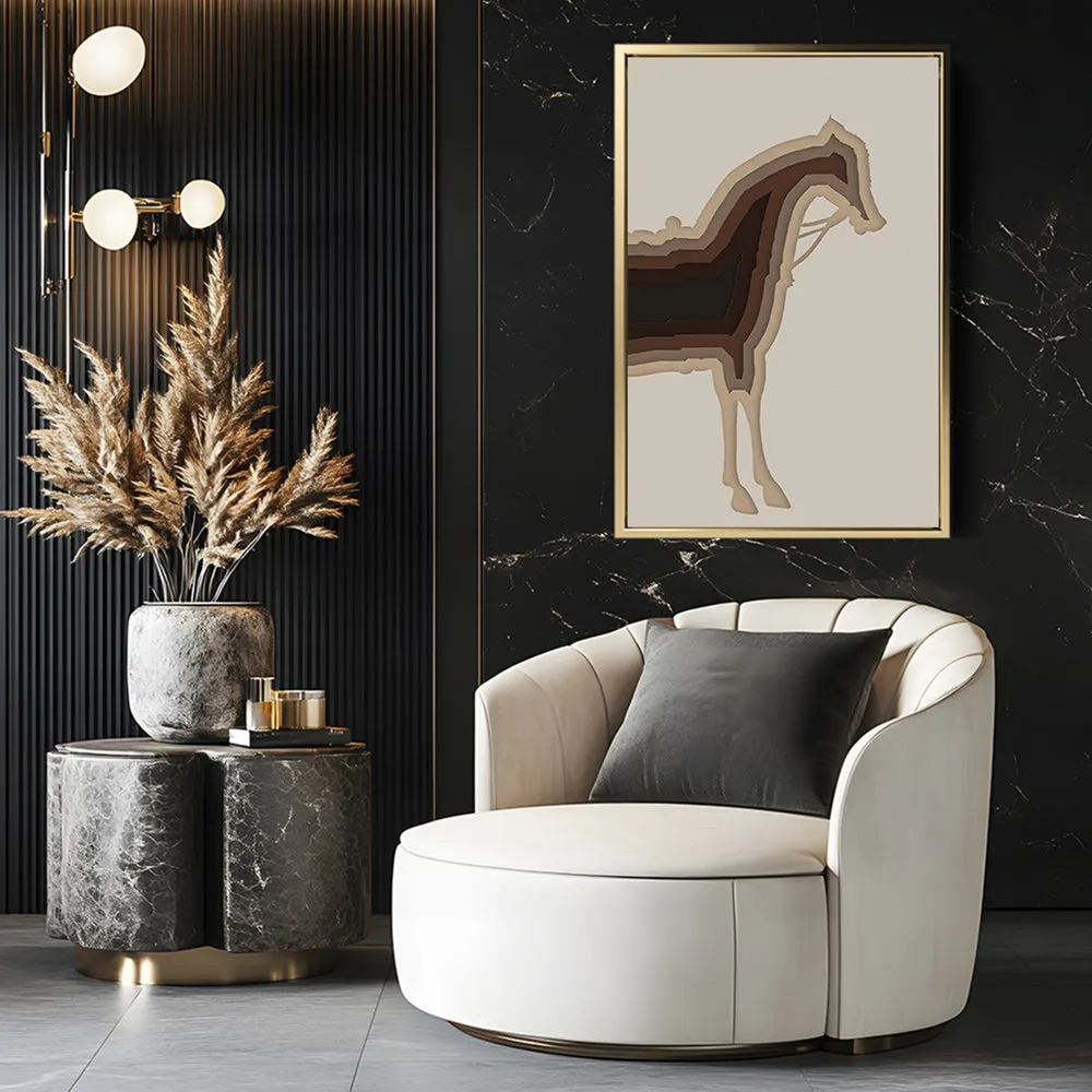 Canvas Wall Art Stretched Over Wooden Frame with Floating Frame and Horse Shadow Painting CV4186
