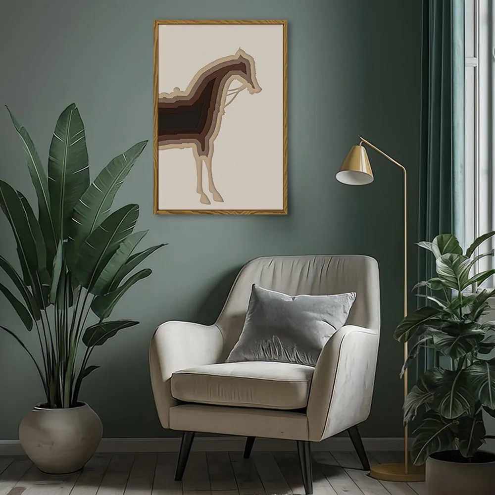 Canvas Wall Art Stretched Over Wooden Frame with Floating Frame and Horse Shadow Painting CV4186