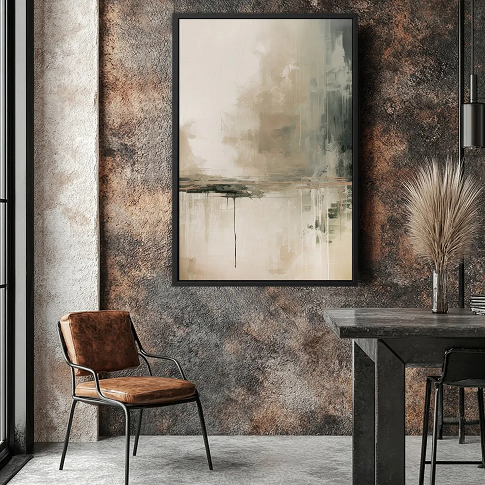 Canvas Wall Art Stretched Over Wooden Frame with Floating Frame and Lake Abstract Painting CV4190