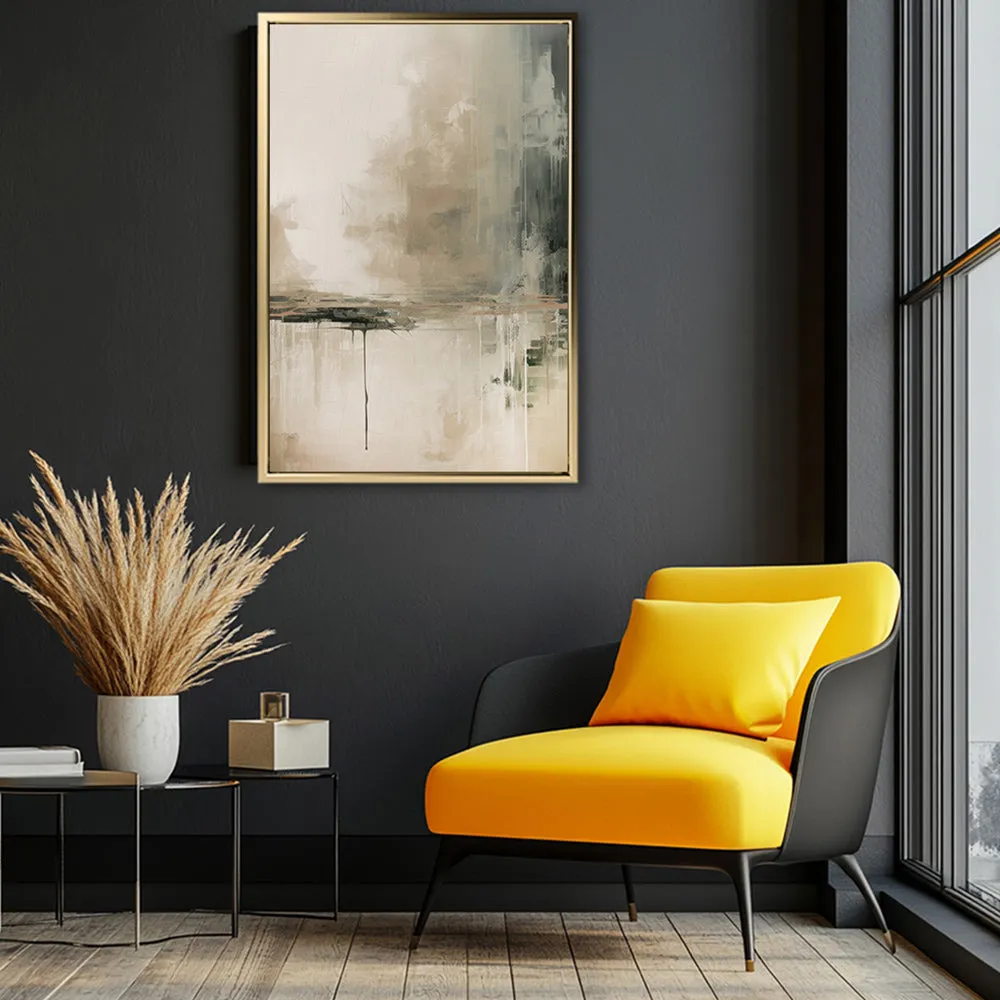 Canvas Wall Art Stretched Over Wooden Frame with Floating Frame and Lake Abstract Painting CV4190