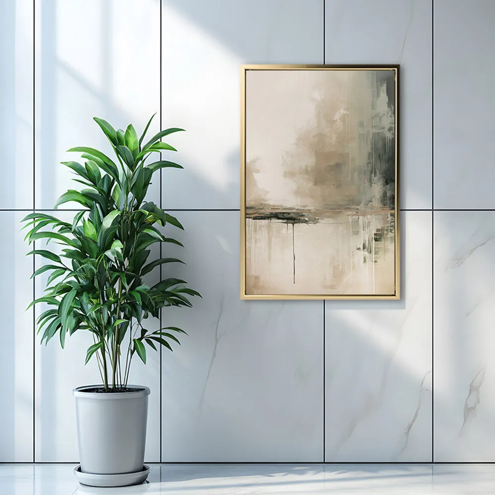 Canvas Wall Art Stretched Over Wooden Frame with Floating Frame and Lake Abstract Painting CV4190