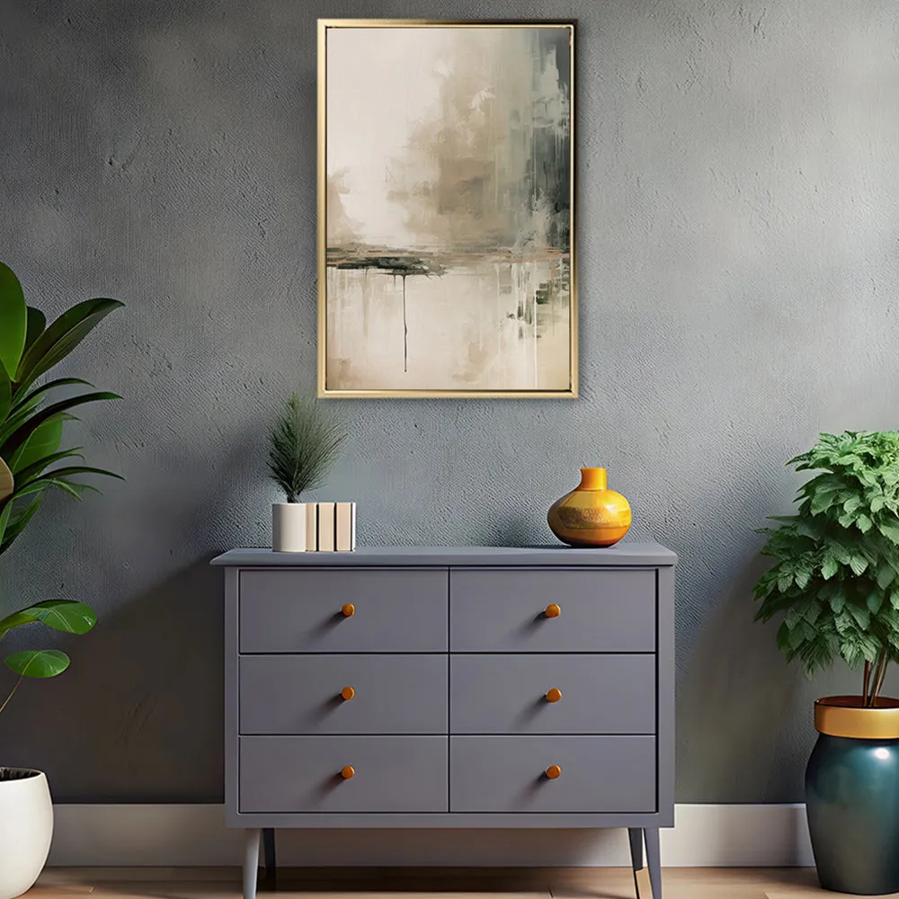 Canvas Wall Art Stretched Over Wooden Frame with Floating Frame and Lake Abstract Painting CV4190
