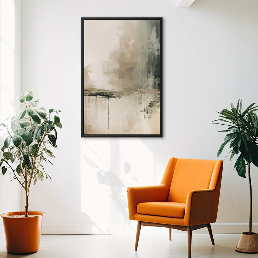 Canvas Wall Art Stretched Over Wooden Frame with Floating Frame and Lake Abstract Painting CV4190