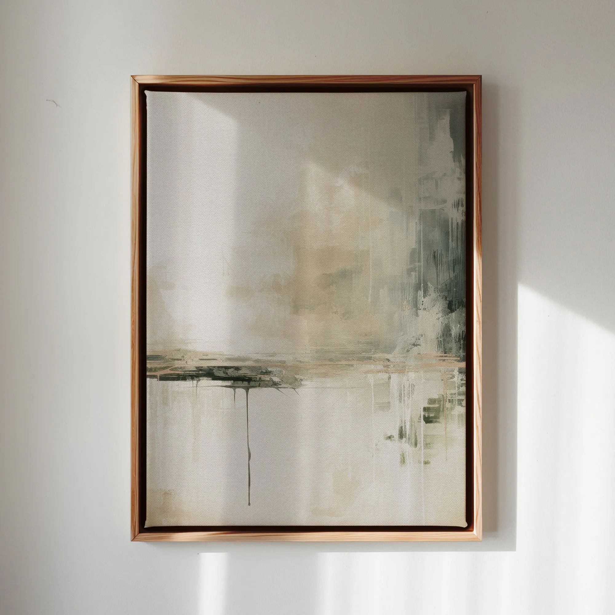 Canvas Wall Art Stretched Over Wooden Frame with Floating Frame and Lake Abstract Painting CV4190