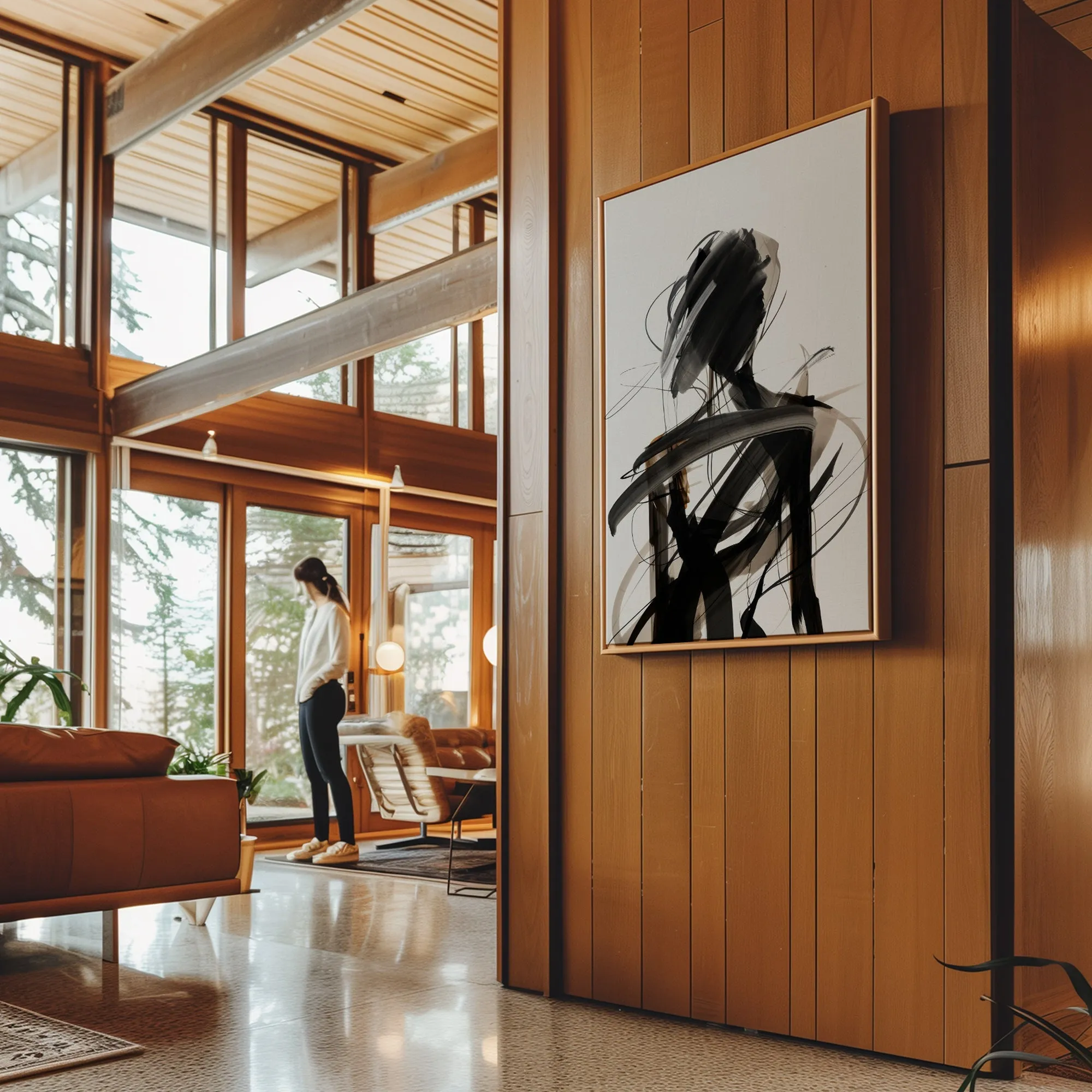 Canvas Wall Art Stretched Over Wooden Frame with Floating Frame and Lost Painting CV4192