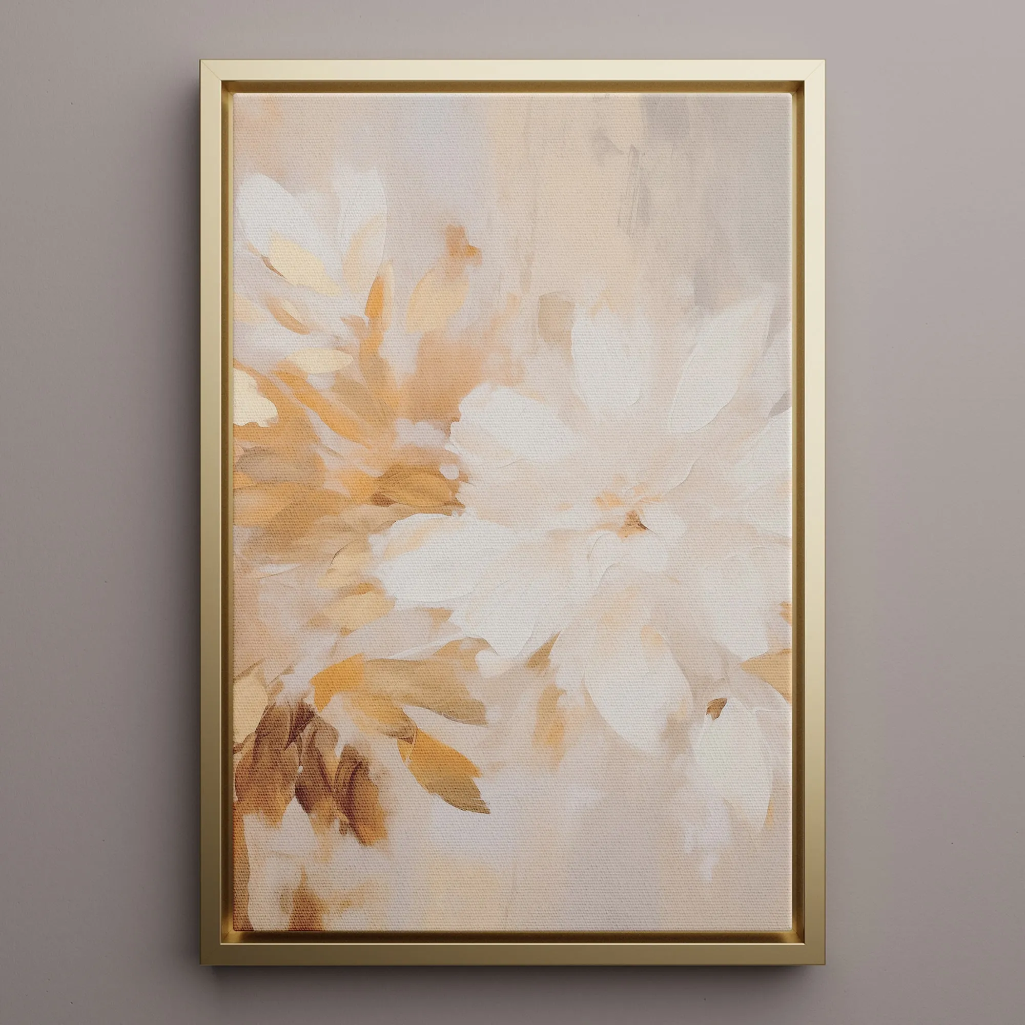 Canvas Wall Art Stretched Over Wooden Frame with Floating Frame and Luxury Flower Painting CV4194