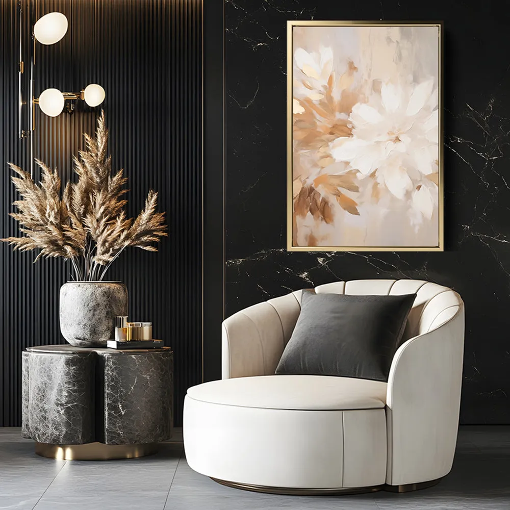 Canvas Wall Art Stretched Over Wooden Frame with Floating Frame and Luxury Flower Painting CV4194