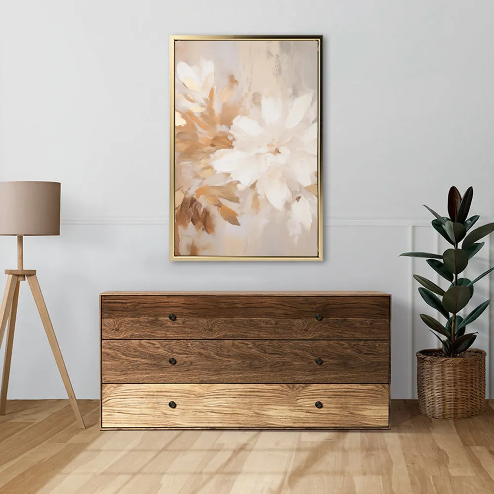 Canvas Wall Art Stretched Over Wooden Frame with Floating Frame and Luxury Flower Painting CV4194