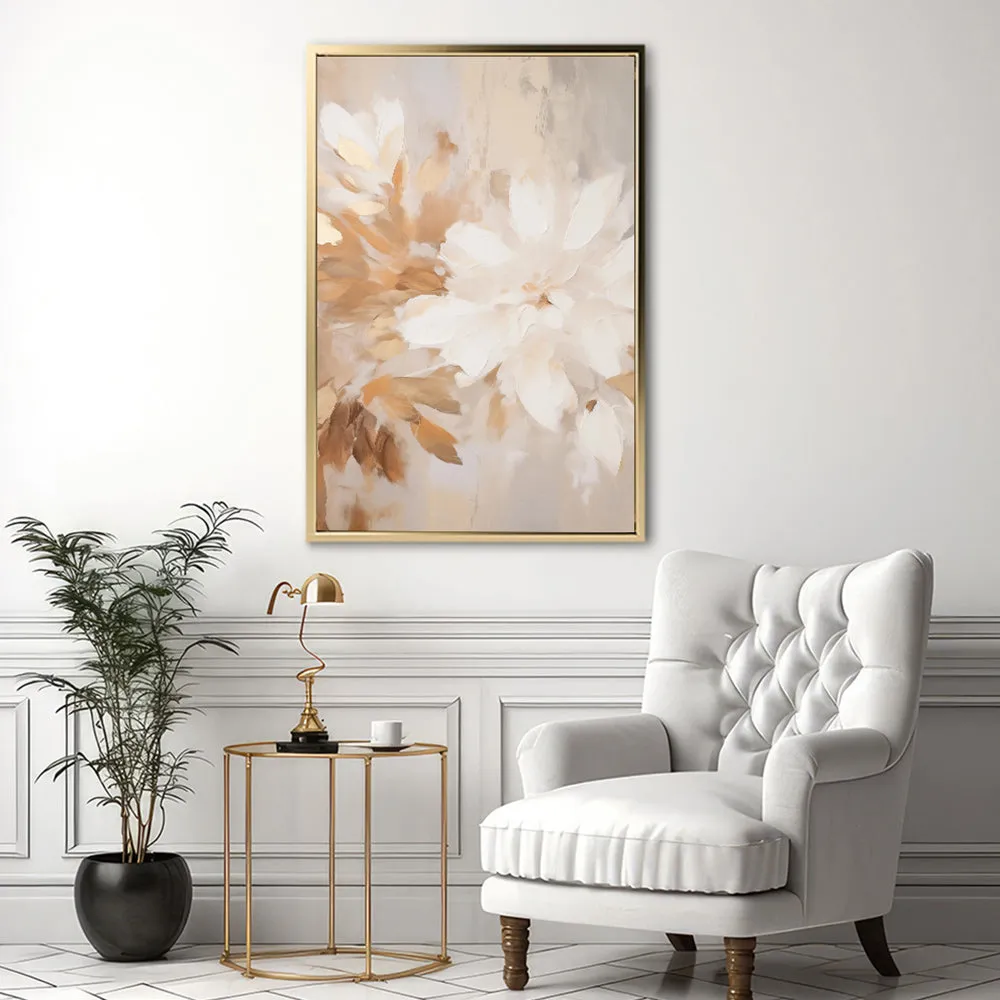 Canvas Wall Art Stretched Over Wooden Frame with Floating Frame and Luxury Flower Painting CV4194