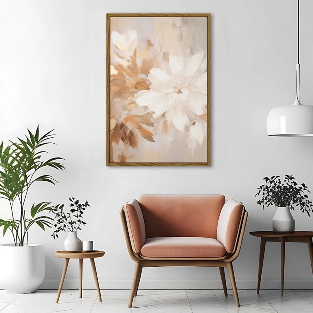 Canvas Wall Art Stretched Over Wooden Frame with Floating Frame and Luxury Flower Painting CV4194