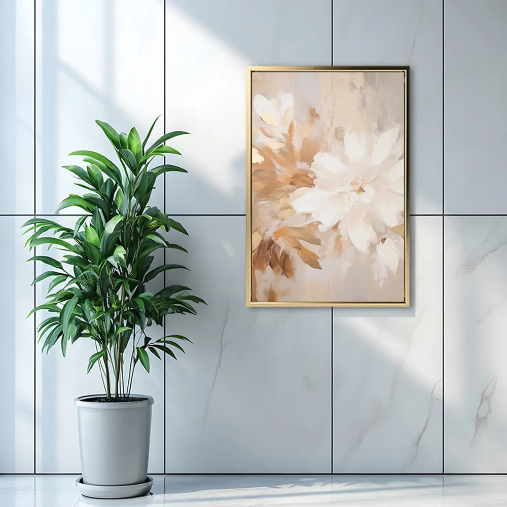 Canvas Wall Art Stretched Over Wooden Frame with Floating Frame and Luxury Flower Painting CV4194