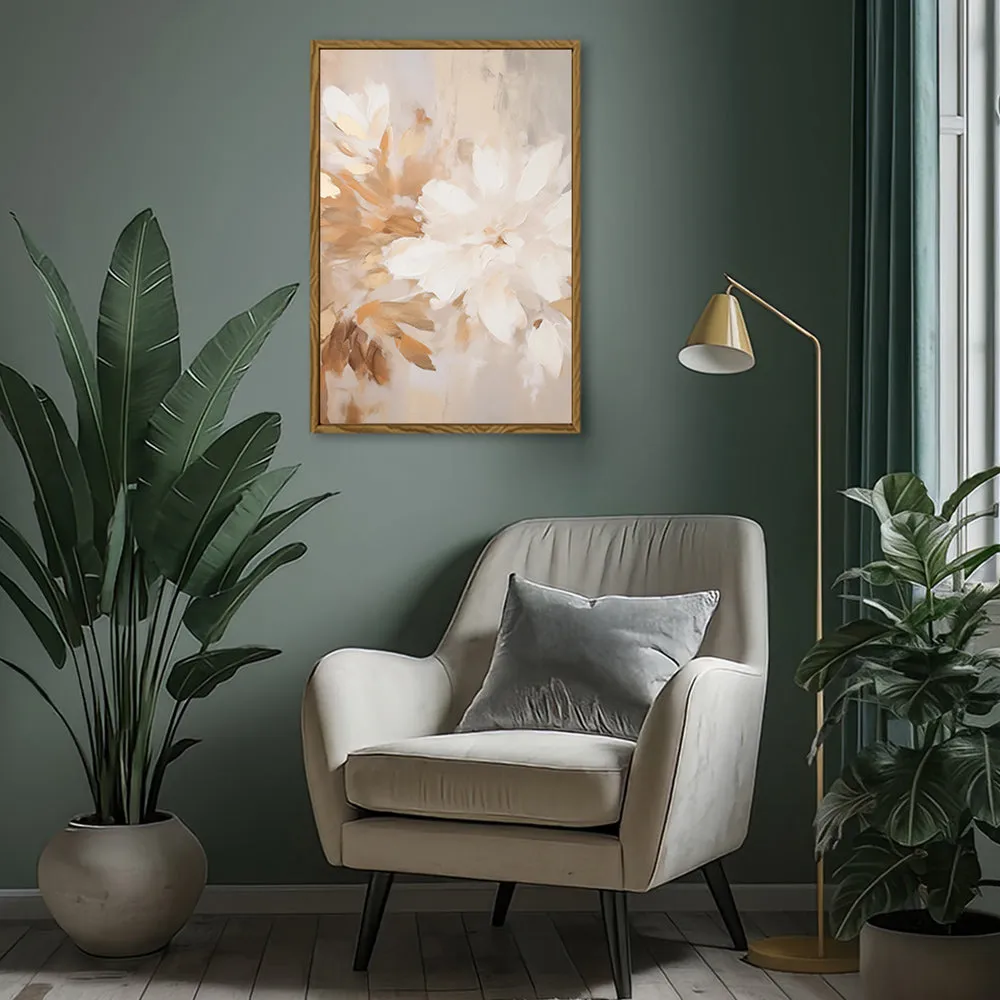 Canvas Wall Art Stretched Over Wooden Frame with Floating Frame and Luxury Flower Painting CV4194