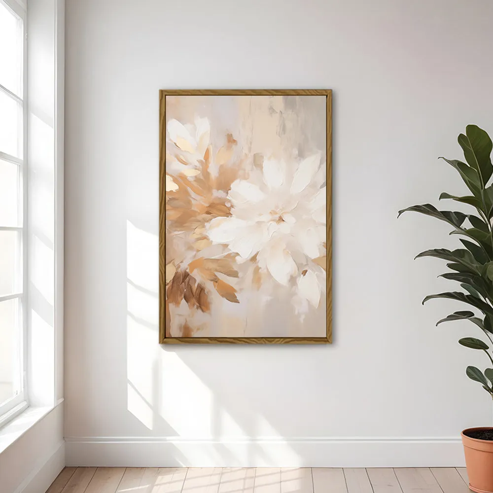 Canvas Wall Art Stretched Over Wooden Frame with Floating Frame and Luxury Flower Painting CV4194
