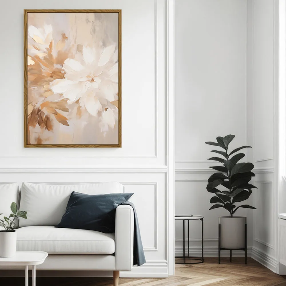 Canvas Wall Art Stretched Over Wooden Frame with Floating Frame and Luxury Flower Painting CV4194