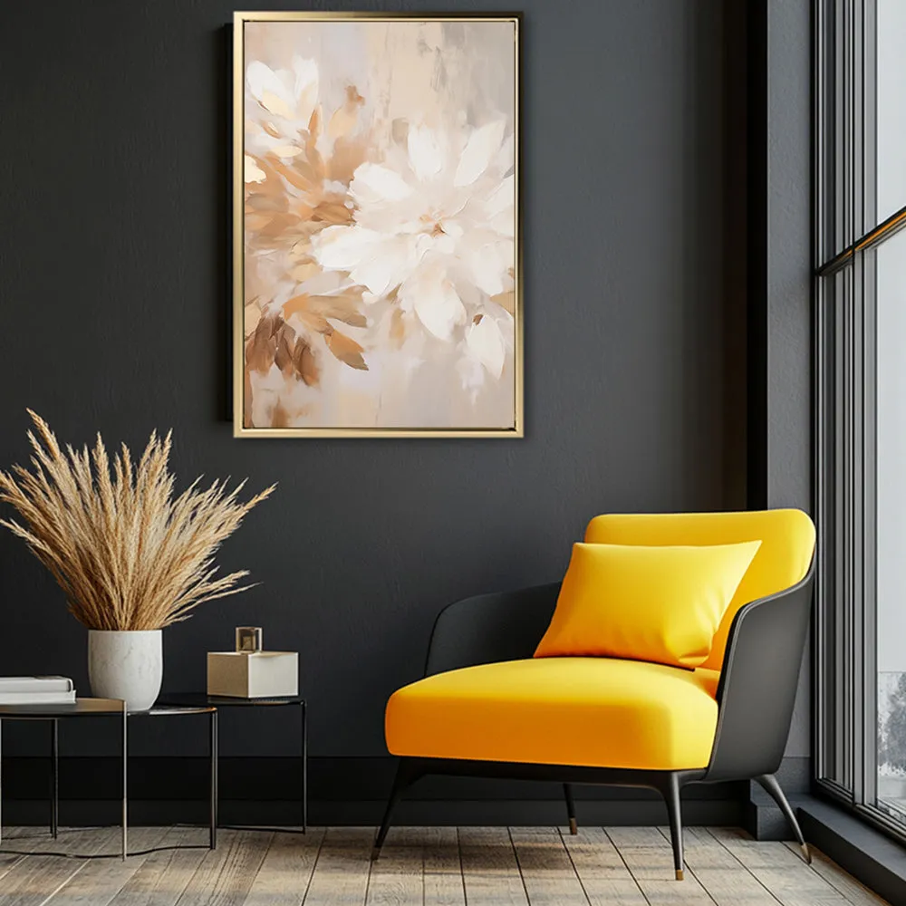 Canvas Wall Art Stretched Over Wooden Frame with Floating Frame and Luxury Flower Painting CV4194