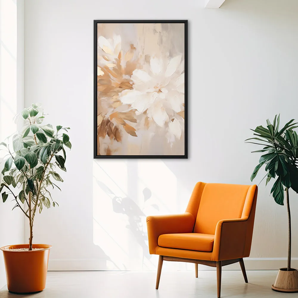 Canvas Wall Art Stretched Over Wooden Frame with Floating Frame and Luxury Flower Painting CV4194