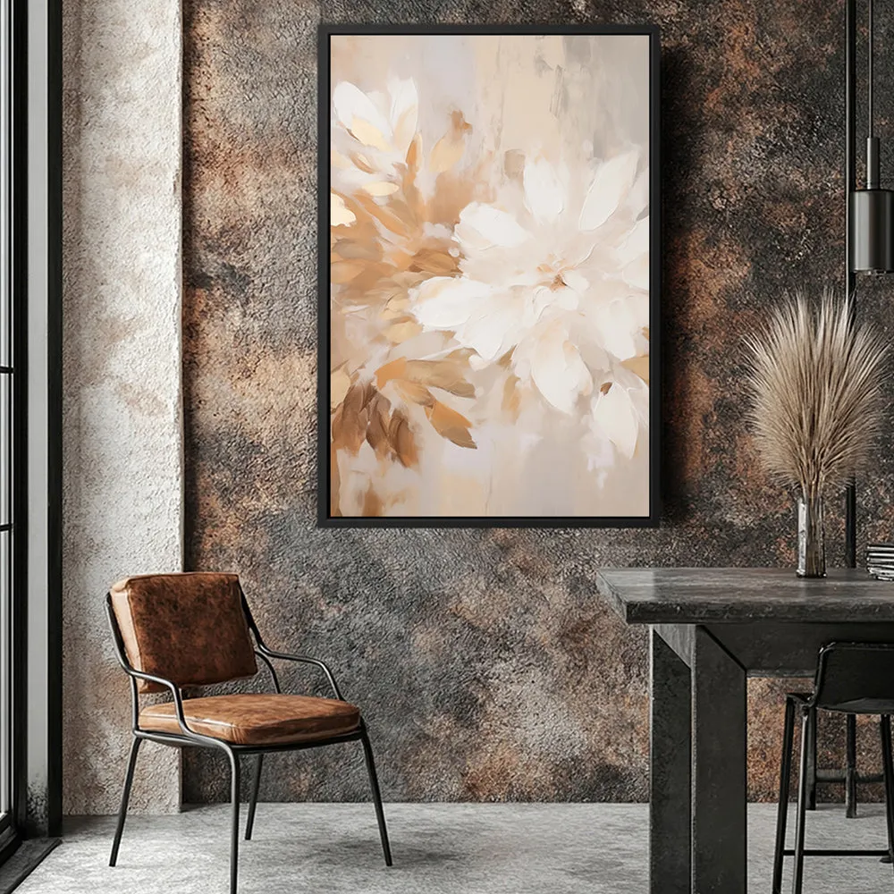Canvas Wall Art Stretched Over Wooden Frame with Floating Frame and Luxury Flower Painting CV4194