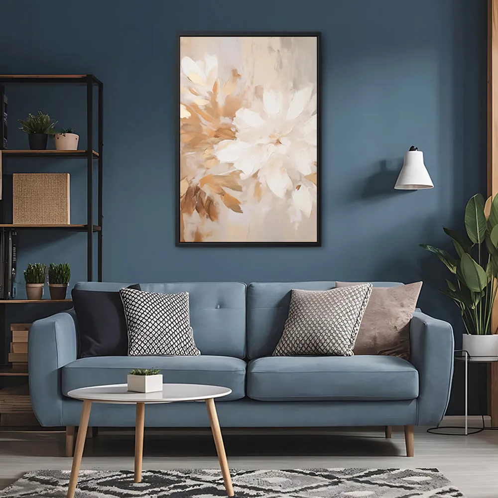Canvas Wall Art Stretched Over Wooden Frame with Floating Frame and Luxury Flower Painting CV4194