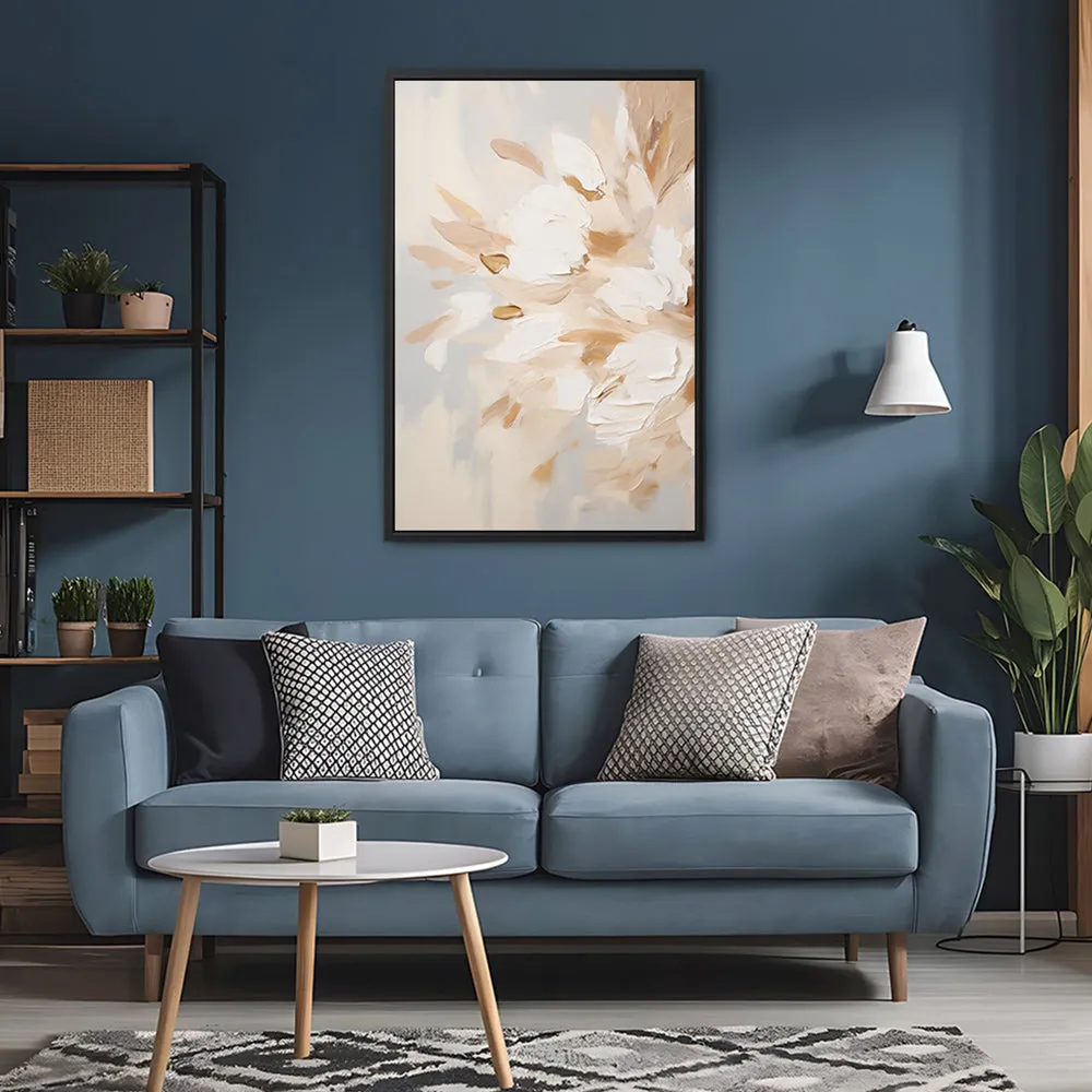Canvas Wall Art Stretched Over Wooden Frame with Floating Frame and Luxury Flowers Painting CV4195