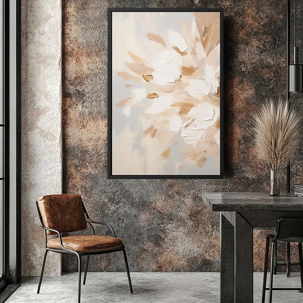Canvas Wall Art Stretched Over Wooden Frame with Floating Frame and Luxury Flowers Painting CV4195