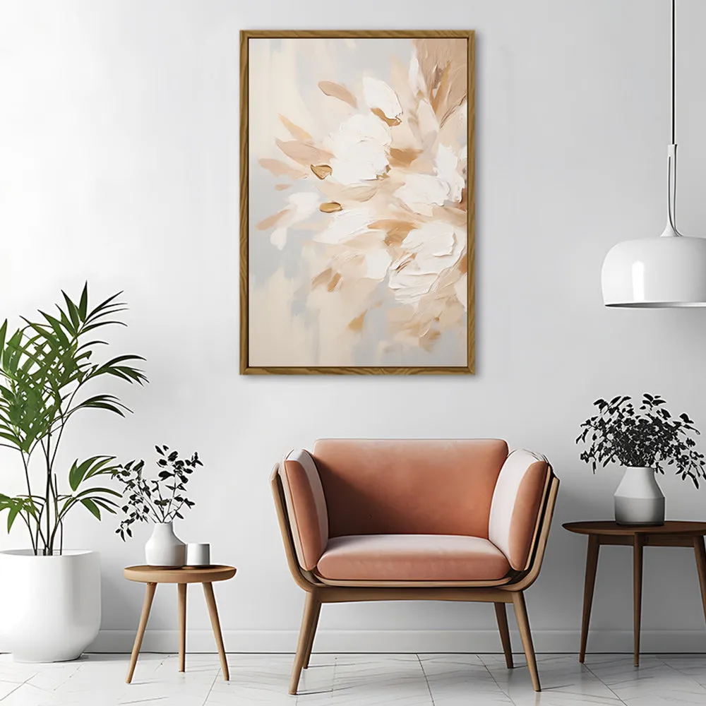 Canvas Wall Art Stretched Over Wooden Frame with Floating Frame and Luxury Flowers Painting CV4195