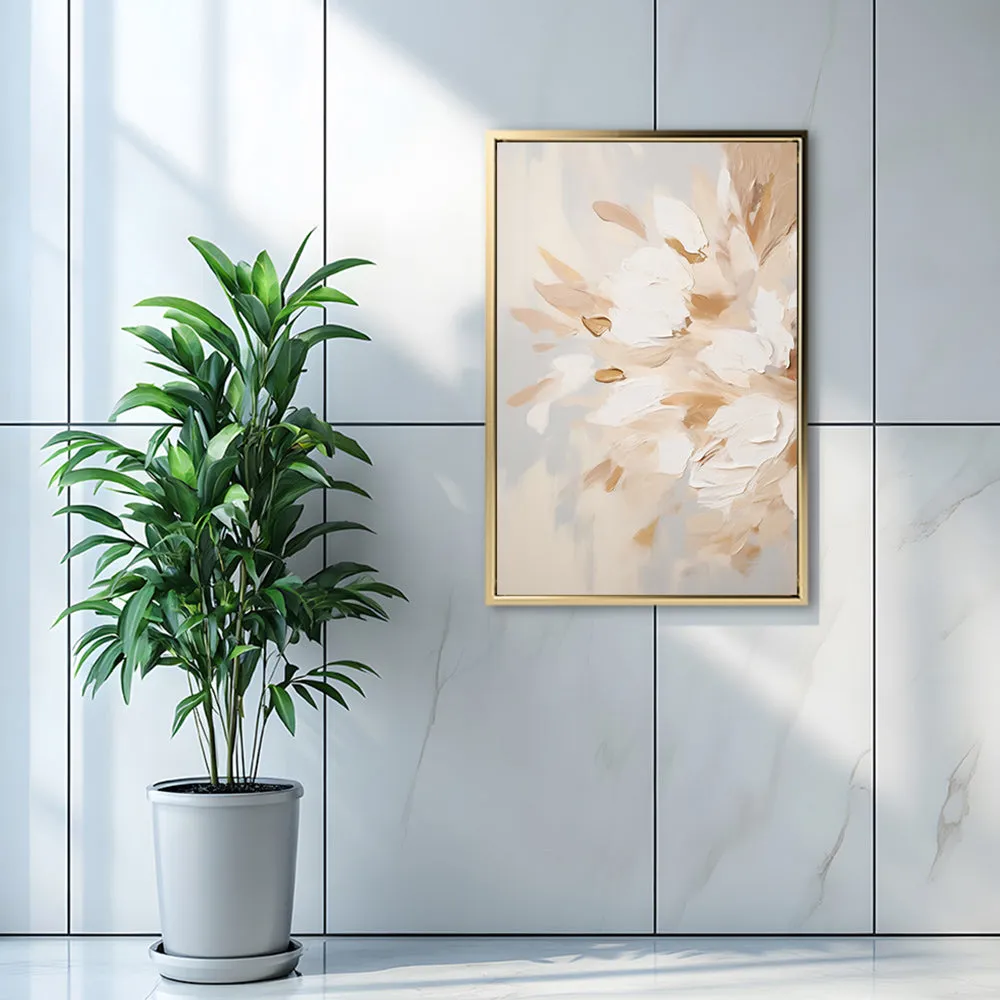 Canvas Wall Art Stretched Over Wooden Frame with Floating Frame and Luxury Flowers Painting CV4195