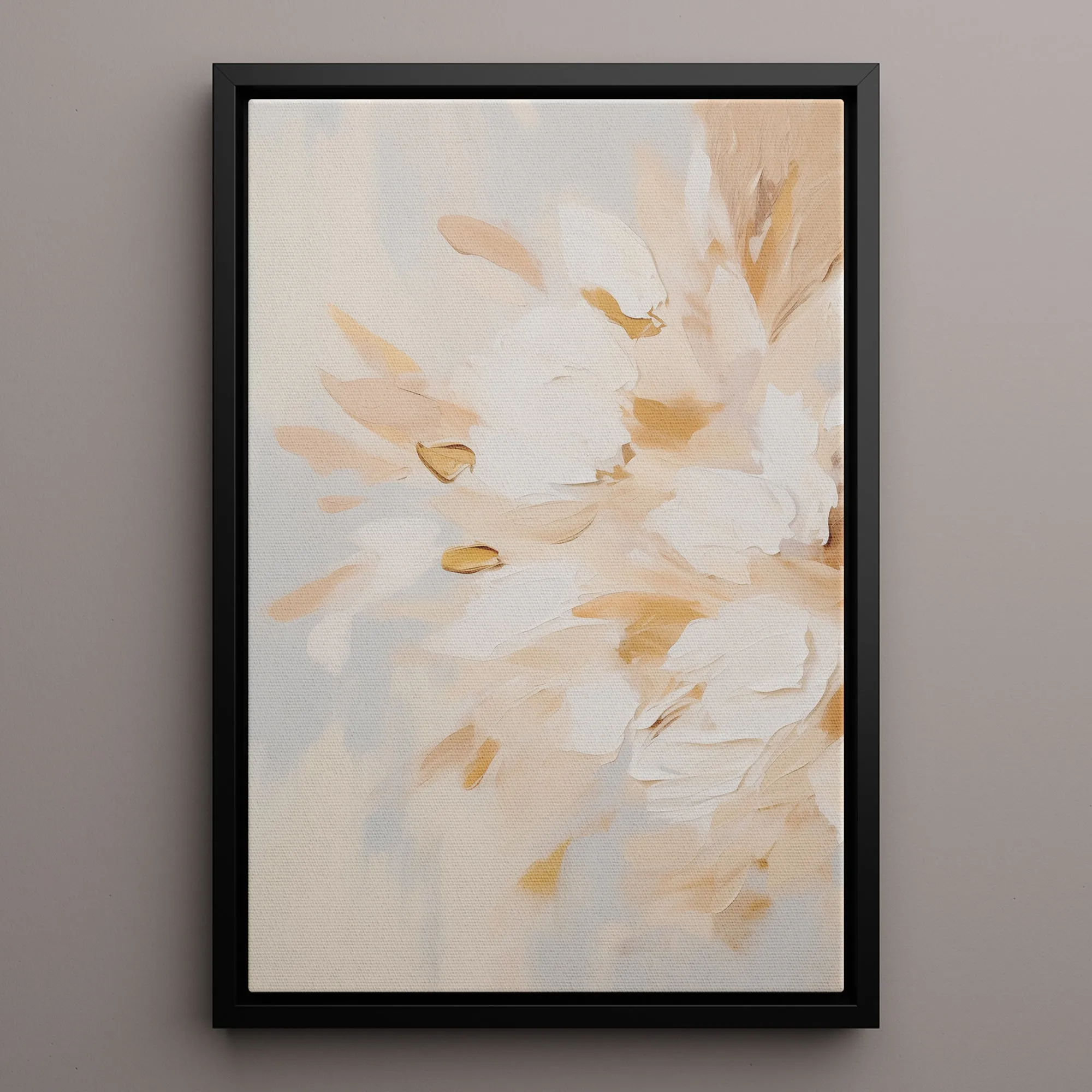 Canvas Wall Art Stretched Over Wooden Frame with Floating Frame and Luxury Flowers Painting CV4195