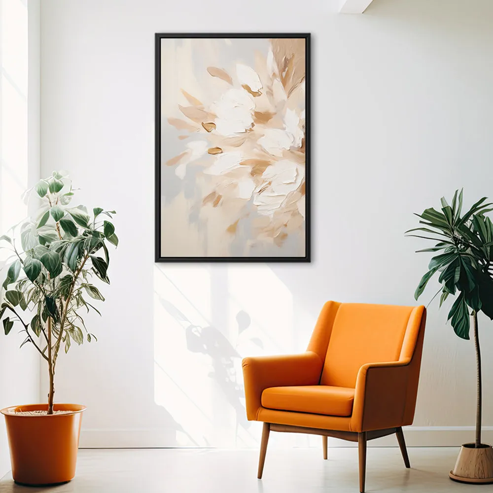 Canvas Wall Art Stretched Over Wooden Frame with Floating Frame and Luxury Flowers Painting CV4195