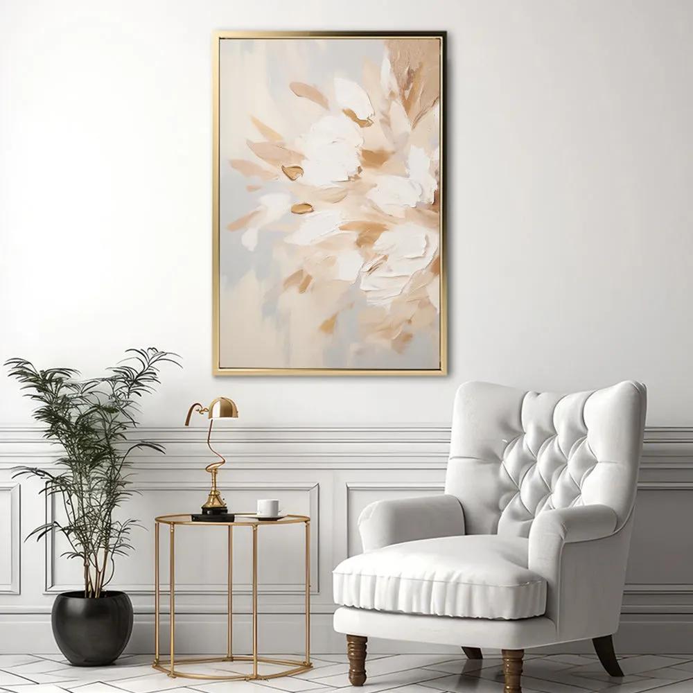 Canvas Wall Art Stretched Over Wooden Frame with Floating Frame and Luxury Flowers Painting CV4195