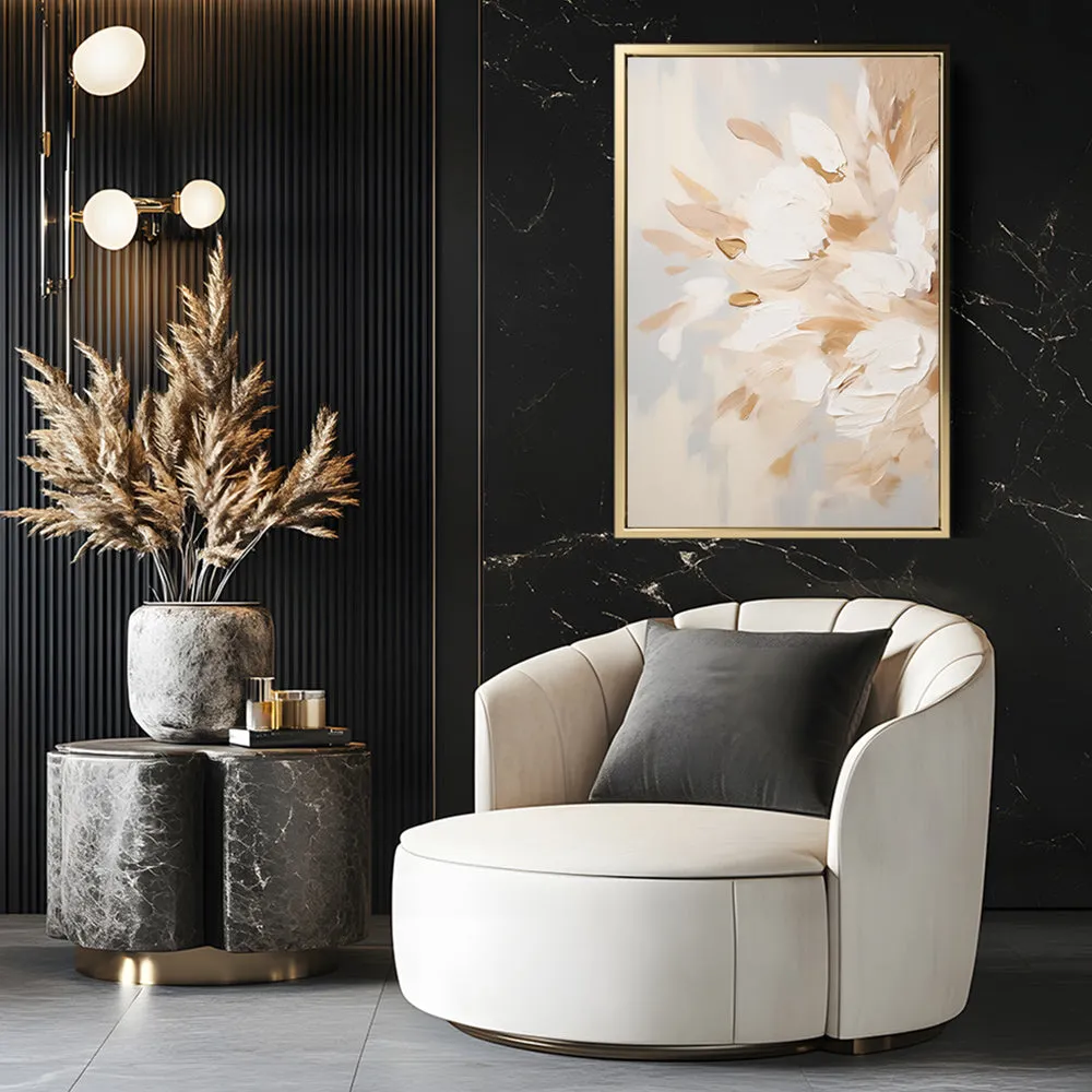 Canvas Wall Art Stretched Over Wooden Frame with Floating Frame and Luxury Flowers Painting CV4195